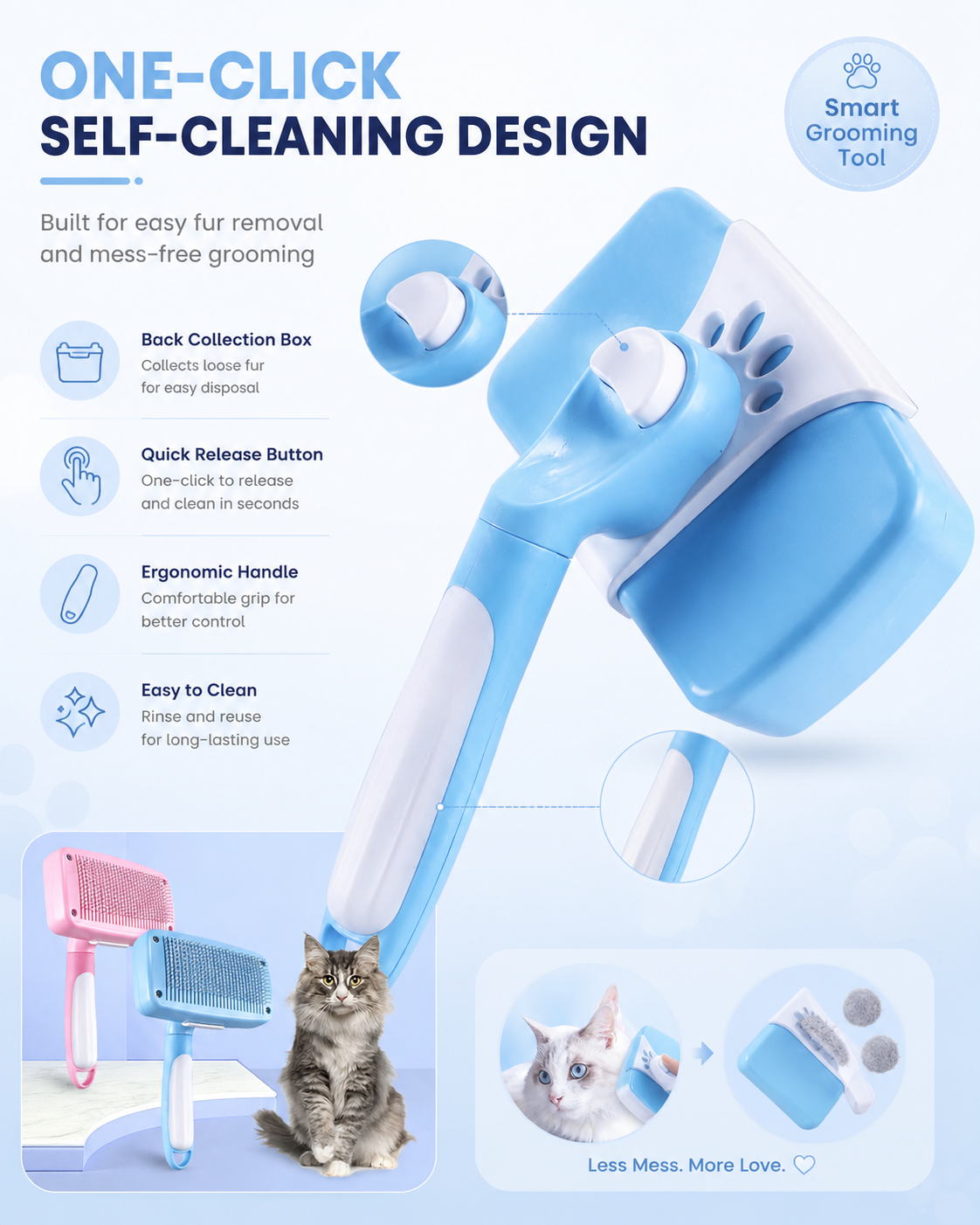 Pet Hair Removal Self-cleaning Comb Massage Beauty Brush