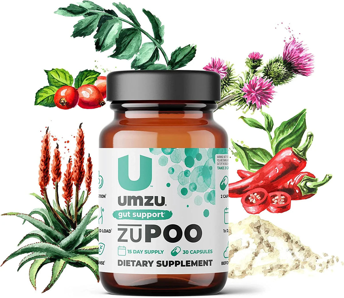 UMZU zuPOO – Colon Cleanse & Digestive Gut Support Supplement, 30 Capsules