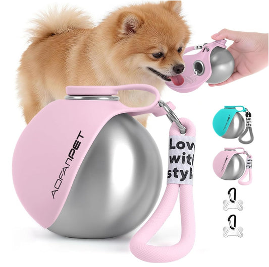 Portable Outdoor Pet Stainless Steel Water Cup Small Dog Water Bottle