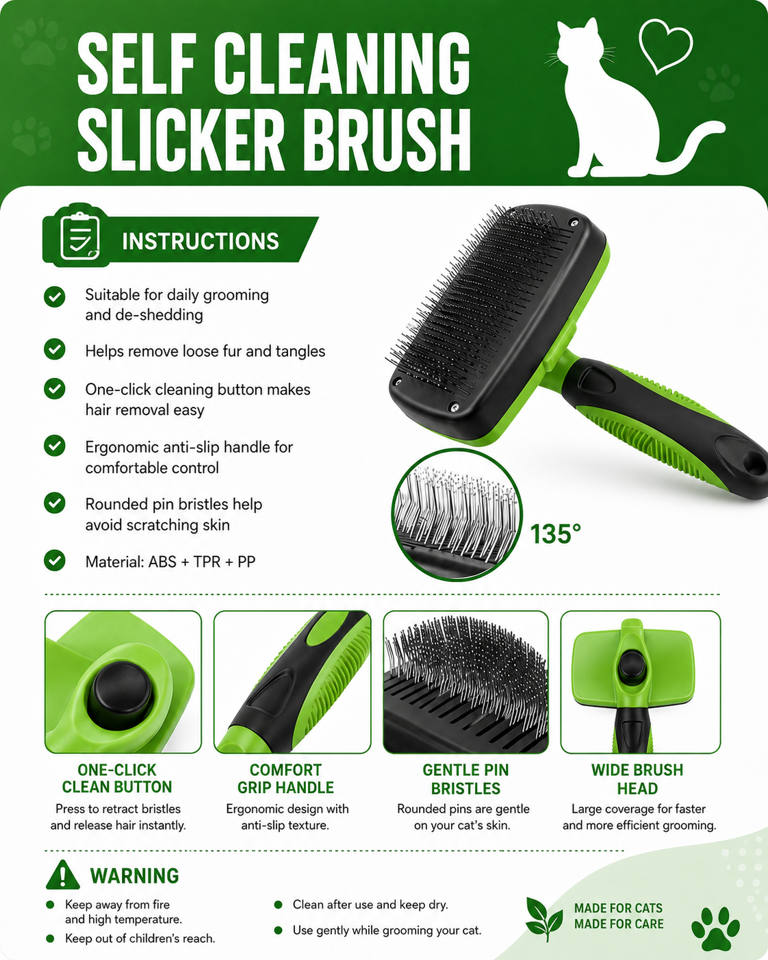 Pet Self Cleaning Slicker Brush