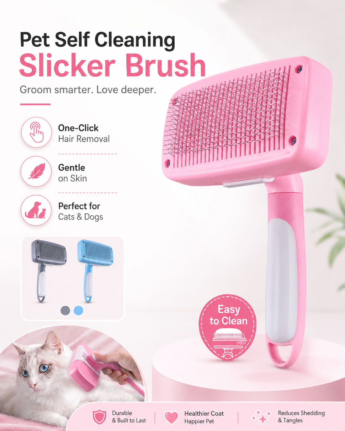 Pet Hair Removal Self-cleaning Comb Massage Beauty Brush