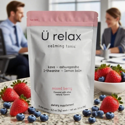 U Relax Calming Tonic 15 Packets | Mixed Berry Flavor | Premium Calming Drink