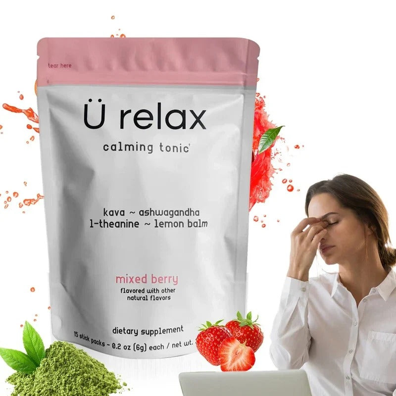 U Relax Calming Tonic 15 Packets | Mixed Berry Flavor | Premium Calming Drink