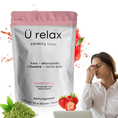 U Relax Calming Tonic 15 Packets | Mixed Berry Flavor | Premium Calming Drink