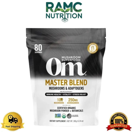 Om Mushroom Superfood Master Blend Certified Organic Mushroom Powder 180G | 80 Servings