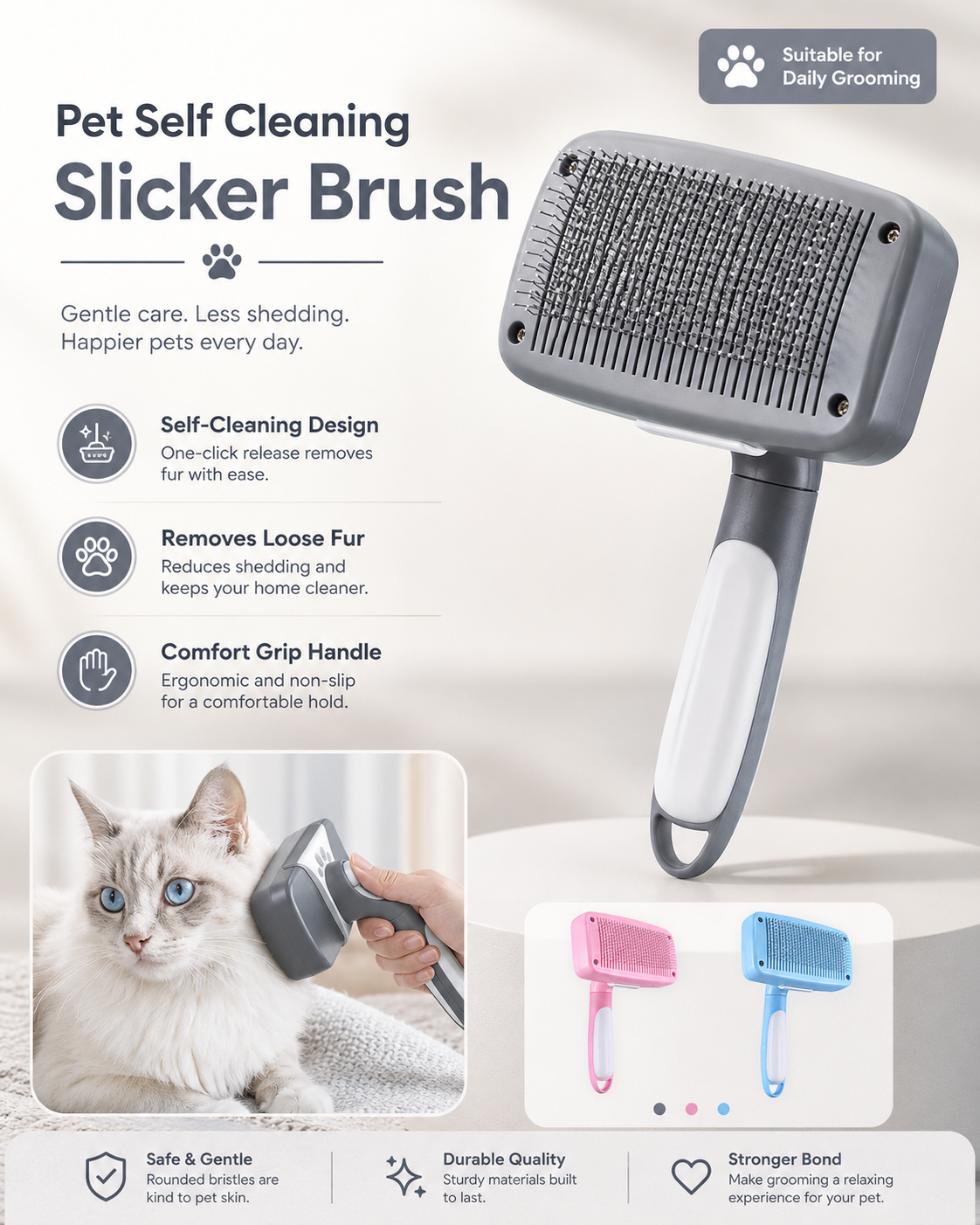 Pet Hair Removal Self-cleaning Comb Massage Beauty Brush