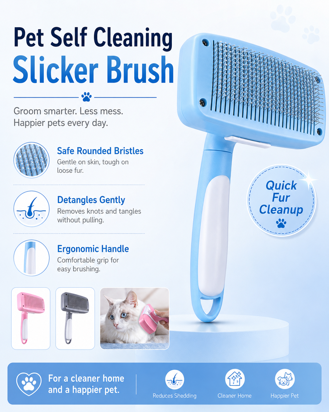 Pet Hair Removal Self-cleaning Comb Massage Beauty Brush