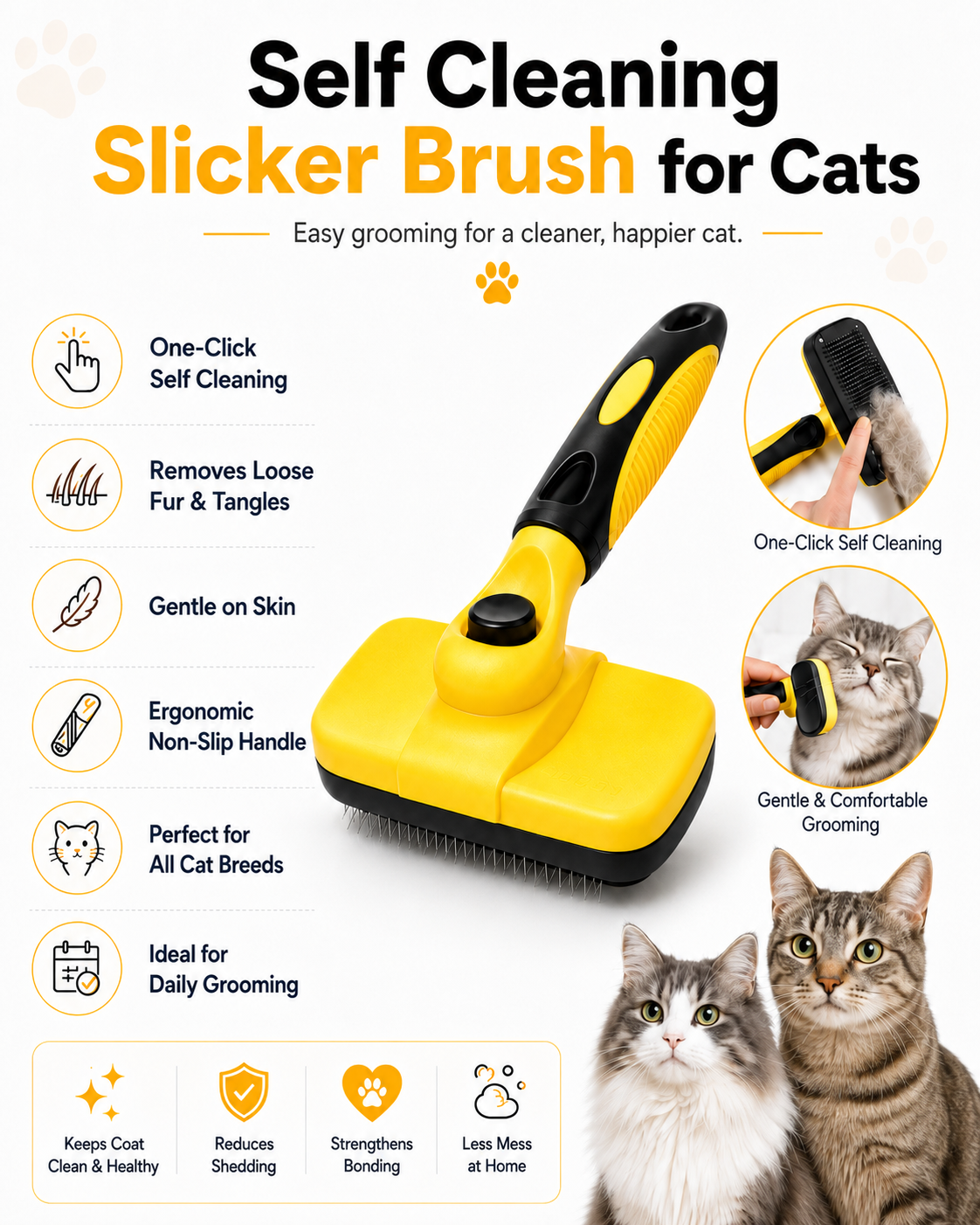 Pet Self Cleaning Slicker Brush