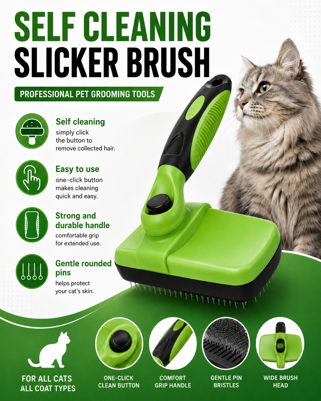 Pet Self Cleaning Slicker Brush