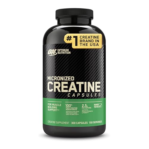 Optimum Nutrition Micronized Creatine Monohydrate – Muscle Strength & Workout Support, 300 Capsules
