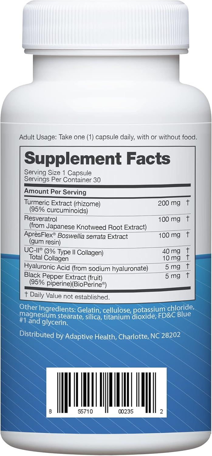 Instaflex Advanced Joint Support Supplement – Turmeric, Resveratrol, Boswellia Serrata, UC-II Collagen & BioPerine – 30 Count