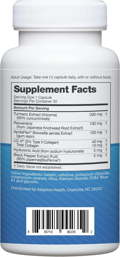 Instaflex Advanced Joint Support Supplement – Turmeric, Resveratrol, Boswellia Serrata, UC-II Collagen & BioPerine – 30 Count