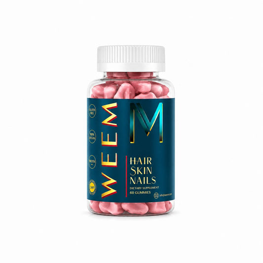 WEEM Hair Skin and Nails Gummies Vegan Biotin Vitamins 60 Gummies Dietary Supplement