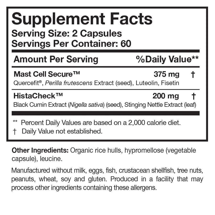 Researched Nutritionals HistaQuel – Mast Cell & Histamine Support with Black Cumin, Stinging Nettle & Quercetin – 120 Capsules
