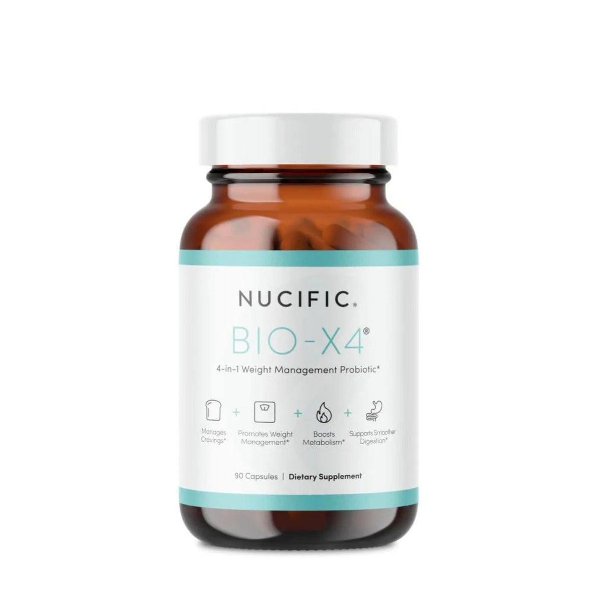 Nucific Bio-X4 – 4-in-1 Probiotic, Digestive & Weight Management Support, 90 Capsules