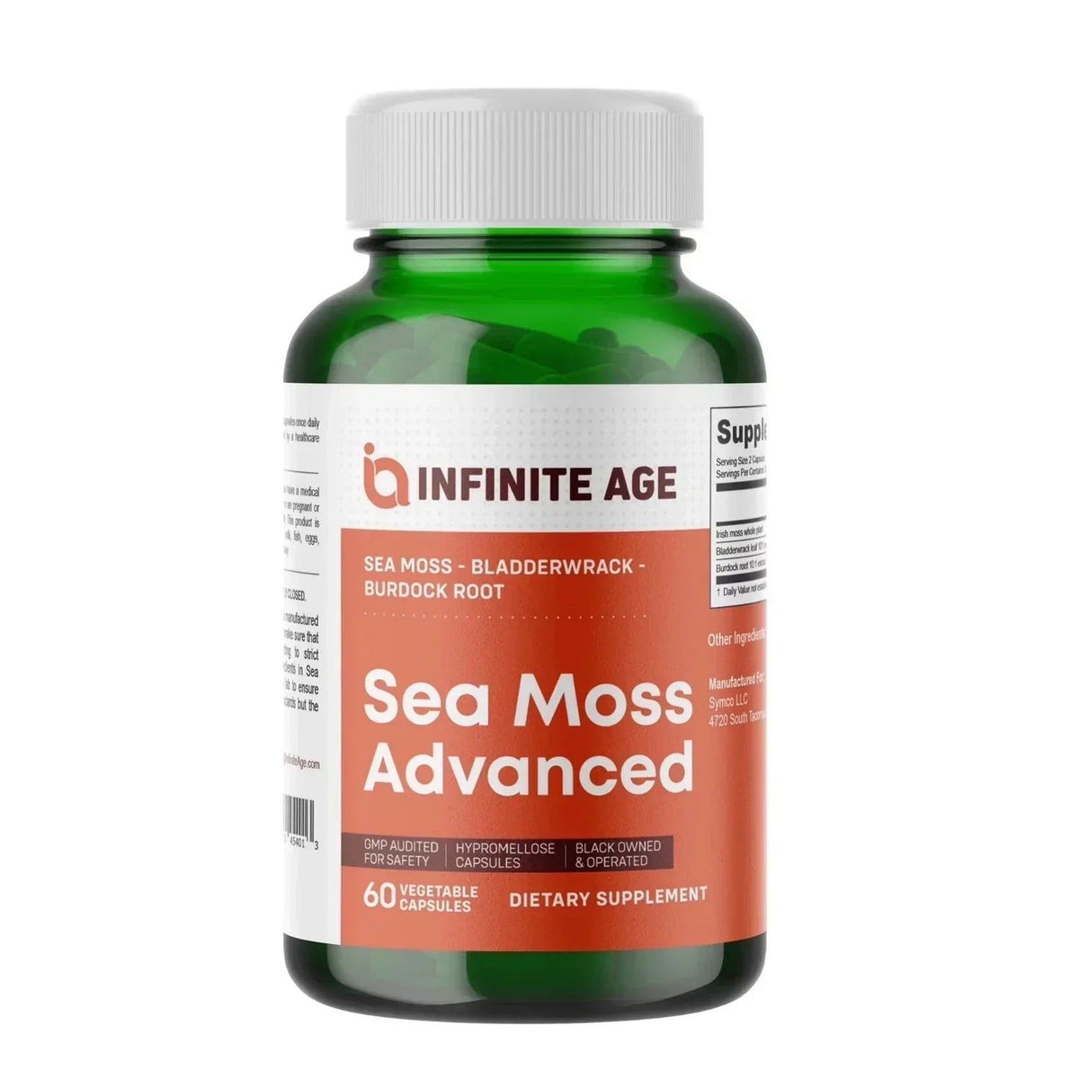 INFINITE AGE Sea Moss Advanced Superfood – 1250mg High-Potency Vegan Supplement, 60 Count