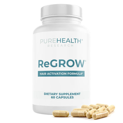 PureHealth Research ReGrow Hair Growth Vitamins – Biotin Hair Support Supplement, 120 Capsules
