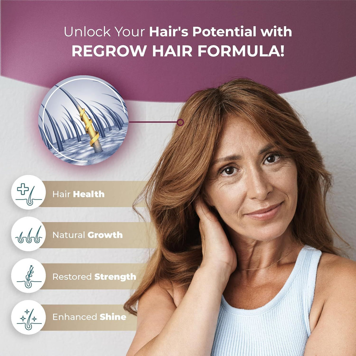 PureHealth Research ReGrow Hair Growth Vitamins – Biotin Hair Support Supplement, 120 Capsules